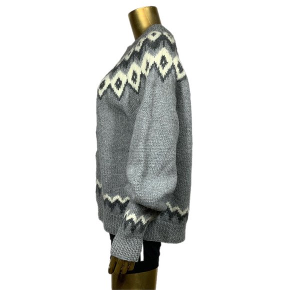 Vintage Wool LL Bean Fair Isle Sweater Zip Cardigan Grunge Holes Chunky Heavy XL - Picture 7 of 14